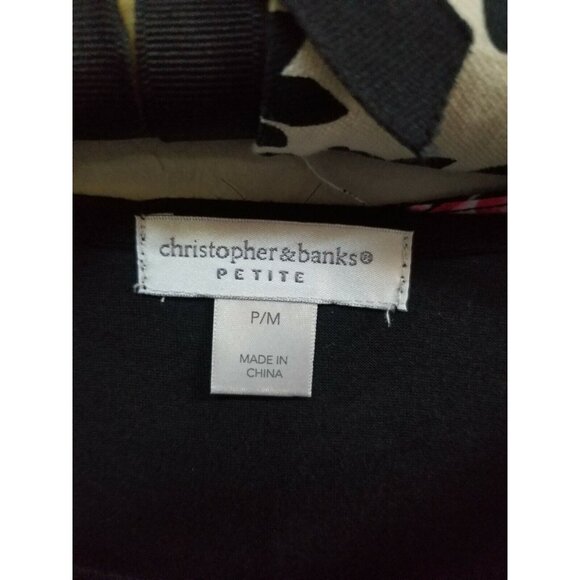 Christopher & Banks Top Medium Petite Black Floral Lace Overlay Chiffon Blouse - Picture 2 of 8